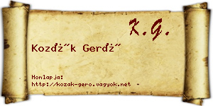 Kozák Gerő névjegykártya